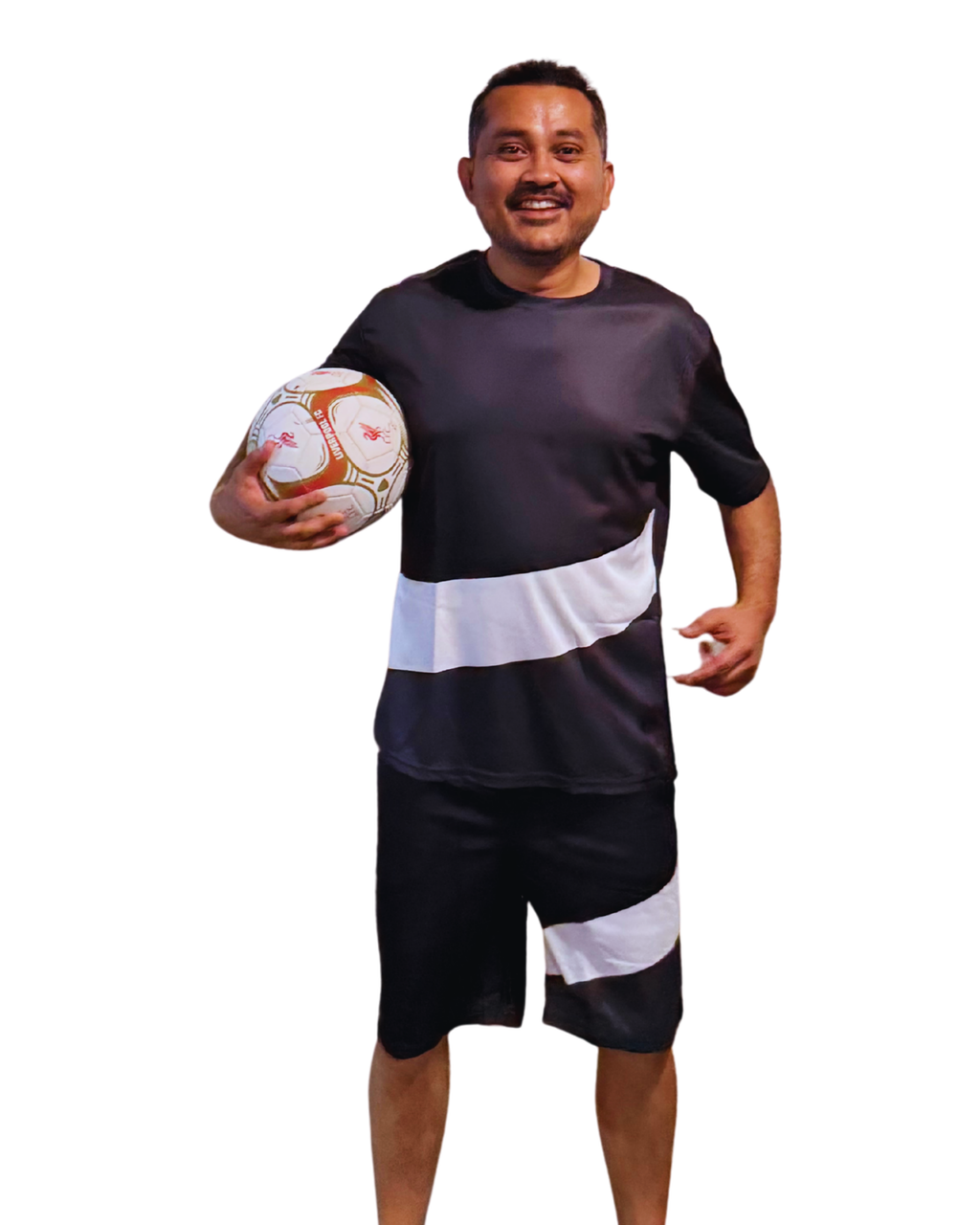 Men's Black and White Color-Block T-Shirt and Shorts Set