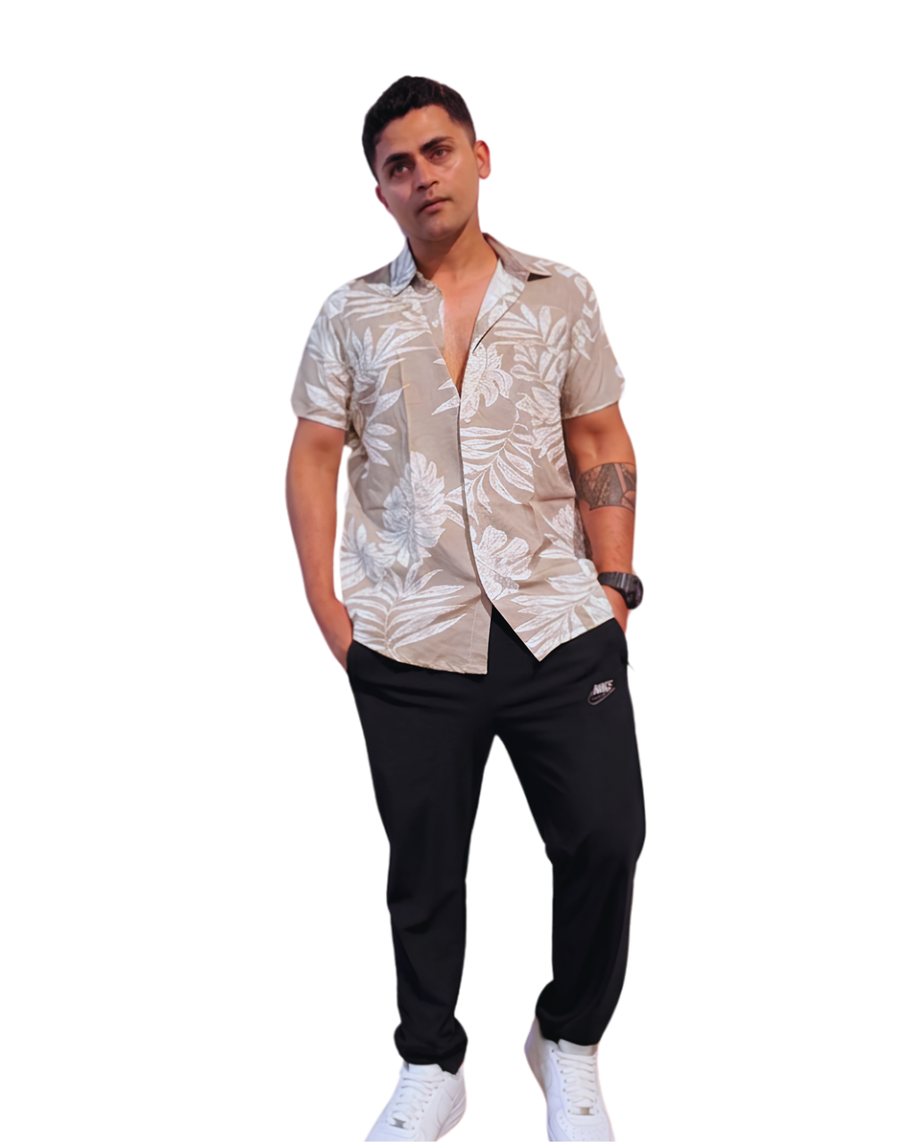 Men's Sage Tropical Leaf Short-Sleeve Shirt
