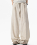 Women's Beige Wide-Leg Drawstring Pants
