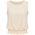 Women's White and Blude Sleeveless Smocked-Hem Top