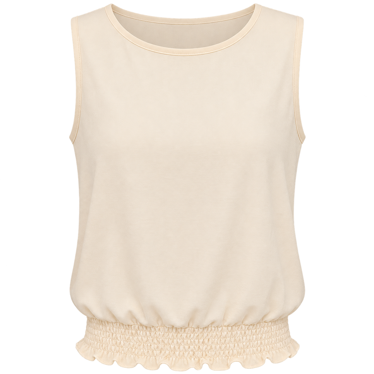 Women's White and Blude Sleeveless Smocked-Hem Top